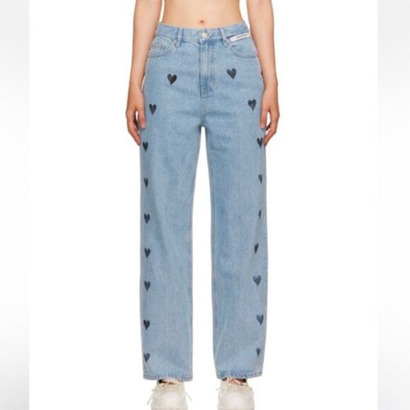 KIMHEKIM Heart Stamped Jeans Size Small - Picture 2 of 6